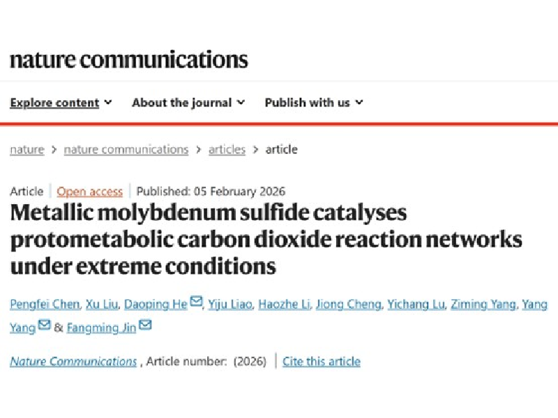 上海交大环境学院金放鸣团队发文报道深海“矿物纳米酶”驱动前生命碳代谢网络构建